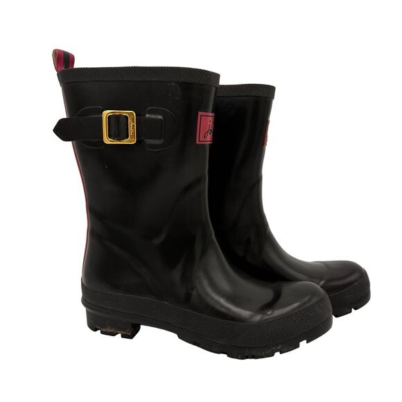 Joules Women's Black Kelly Welly Mid Height Rain Boots Size 7 - Picture 1 of 12